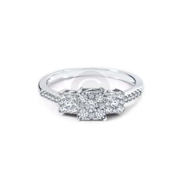 Sterling Silver Triple Zirconia Bridal Ring